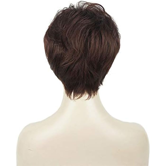 DILLARDS Lydell Wigs For Women Short Hair Straight Layered Synthetic Wig With Hair Bangs Dark Auburn - Image 1